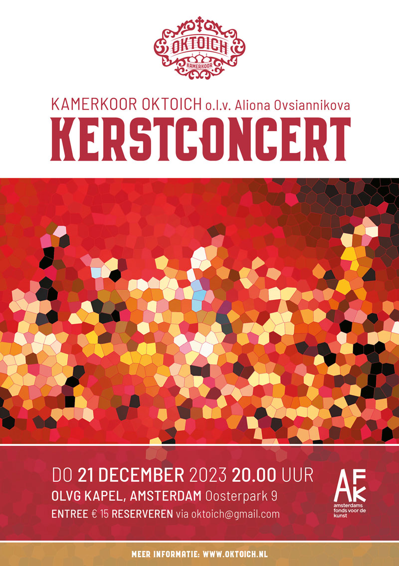flyer kerstconcert, 21 december 2023, Amsterdam, linkt naar de concertpagina